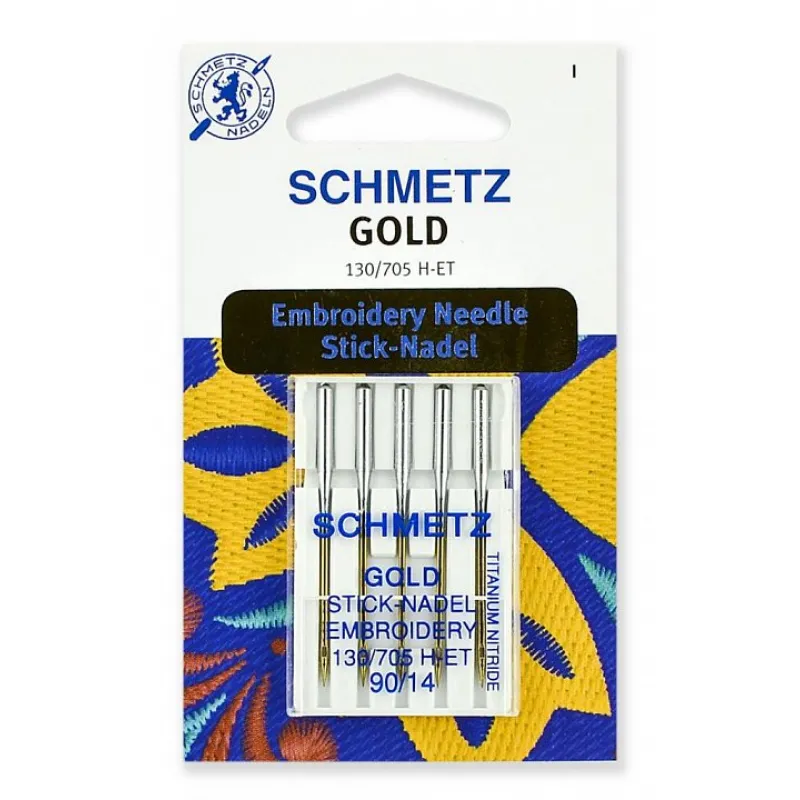 Иглы Schmetz для вышивки Gold, титаниум №90 5шт